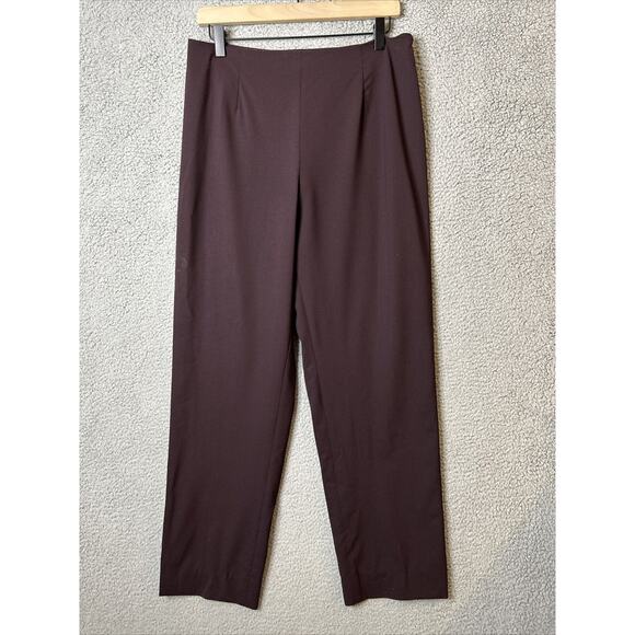 Leggiadro Pants - LEGGIADRO Classic Side Zip Pants Womens 12 Brown Stretch Wool Professional Light